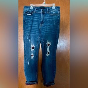 Judy Blue Buffalo Plaid Skinny Jean with ankle cuff